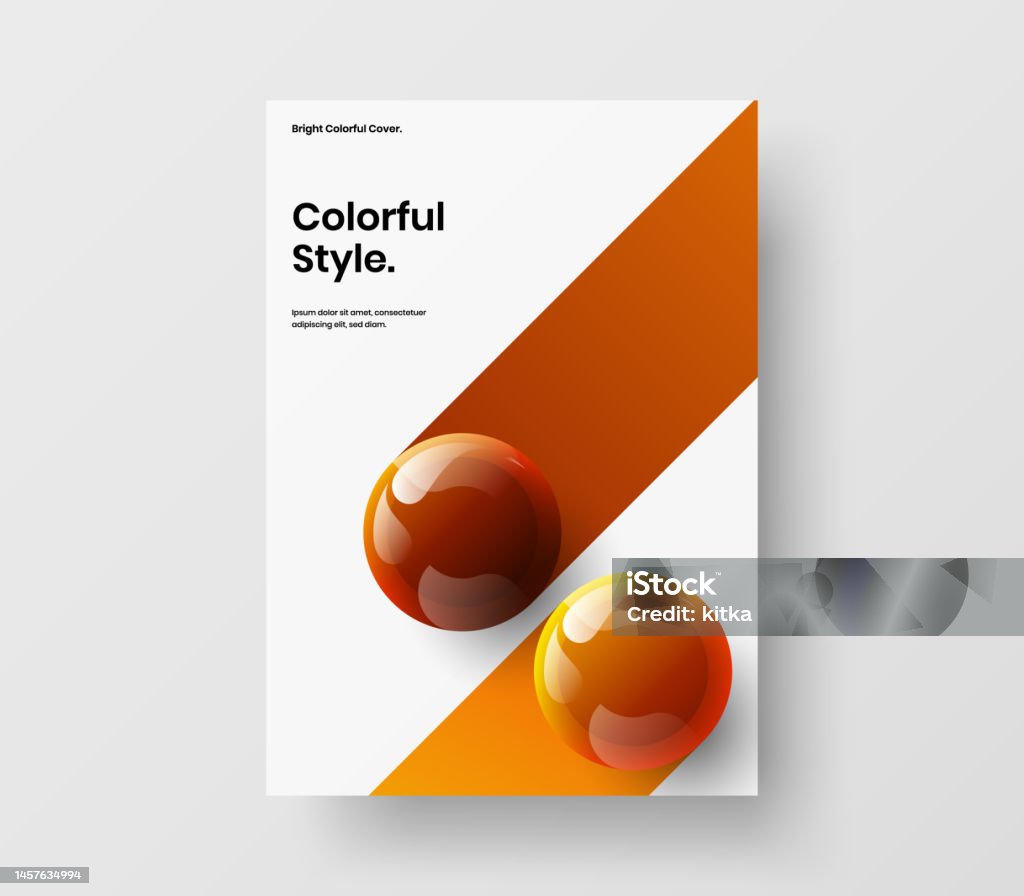 Bright Catalog Cover A4 Design Vector Template Premium Realistic Balls