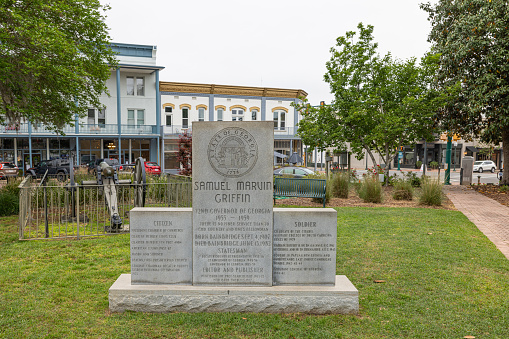 Bainbridge,. Georgia, USA - April 16, 2022: The Willis Park and its Samuel Marvin Griffin Memorial