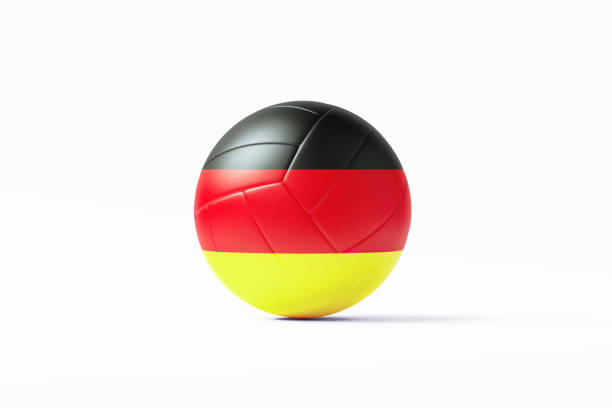 istock Volleyball Ball Textured With German Flag On White Background 1457635110