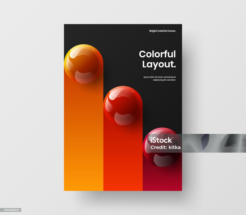 Fresh Realistic Balls Catalog Cover Template Abstract Poster Vector