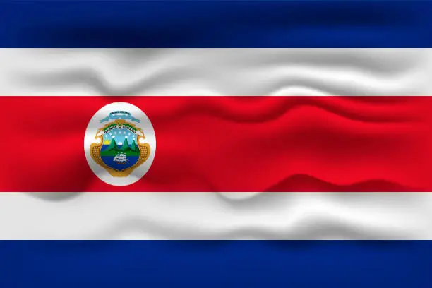 Vector illustration of Waving flag of the country Costa Rica. Vector illustration.