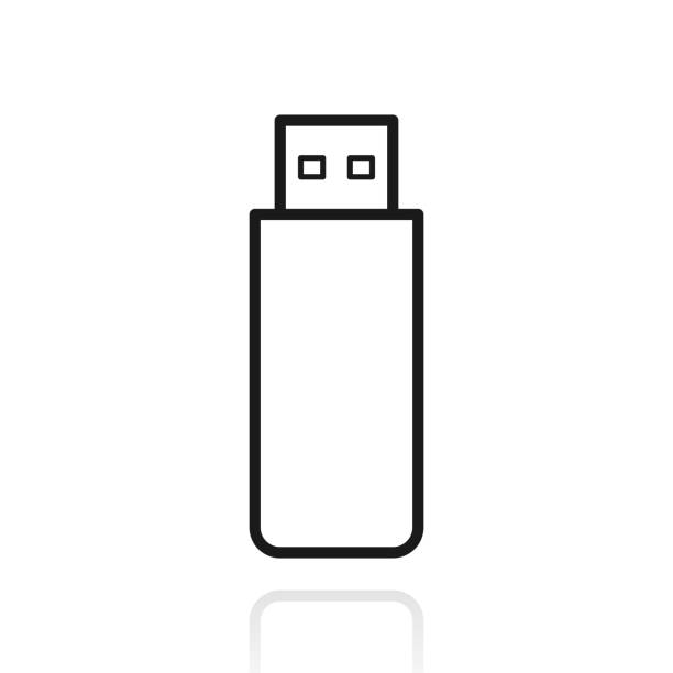 ilustrações de stock, clip art, desenhos animados e ícones de usb flash drive. icon with reflection on white background - memories memory card technology storage compartment