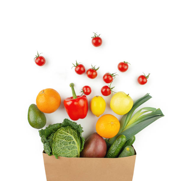 istock paper bag with groceries on a white isolated background 1457644015