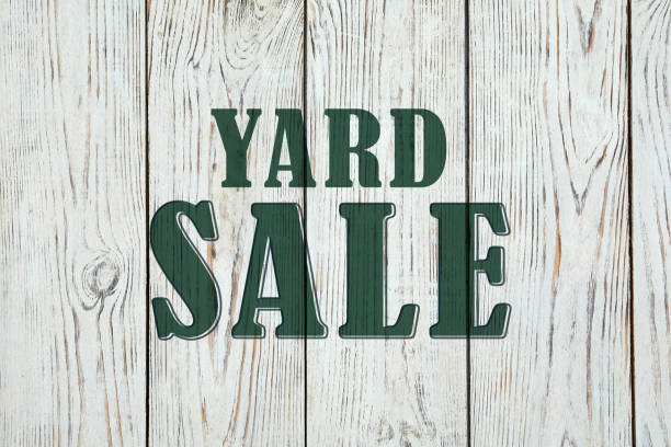 istock Words Yard Sale on white wooden surface, top view 1457645834