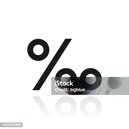 istock Per mille symbol. Icon with reflection on white background 1457645900