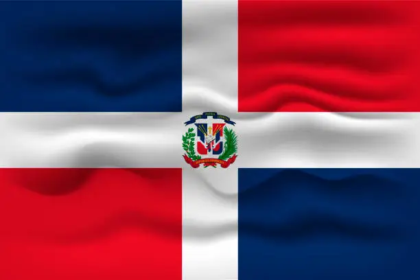 Vector illustration of Waving flag of the country Dominican Republic. Vector illustration.