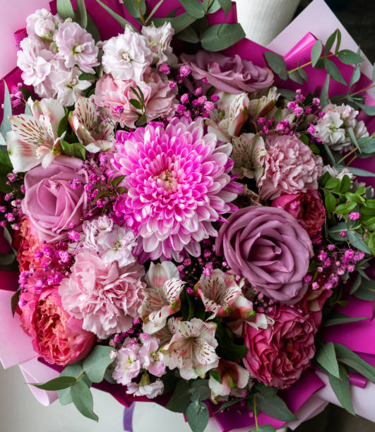 istock Bouquet of a mixed pink flowers 1457652076