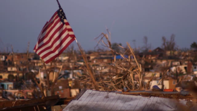 American flag flown in a natural disaster 2
