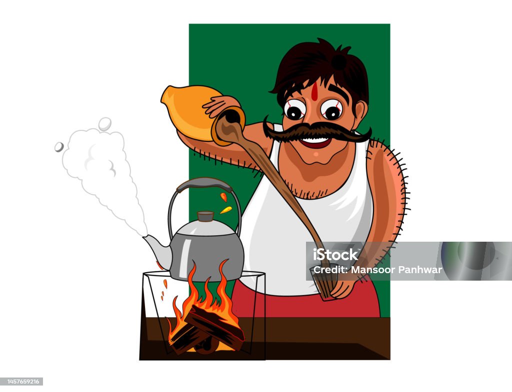 Chai Wala Cartoon Character Indian Pakistani Street Tea Seller Stock  Illustration - Download Image Now - iStock
