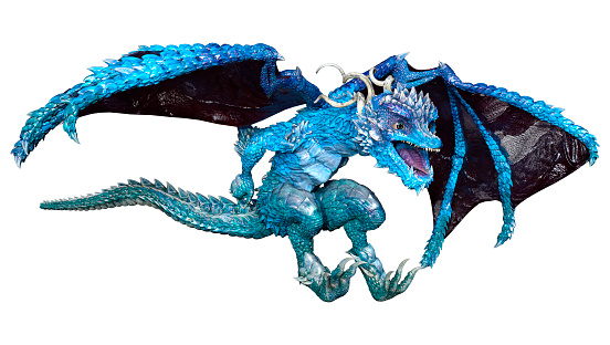 3D rendering of a fantasy dragon isolated on white background