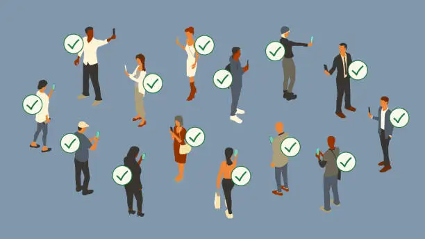 Vector illustration of Verified mobile people