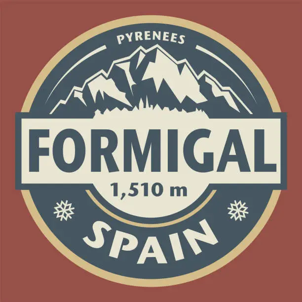 Vector illustration of Emblem with the name of Formigal, Spain