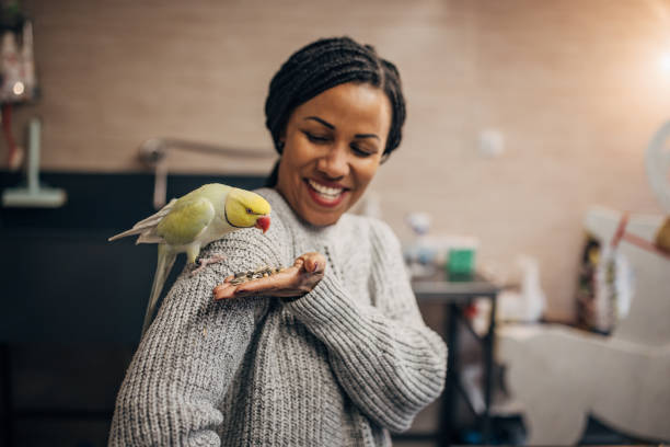 A woman with parrot