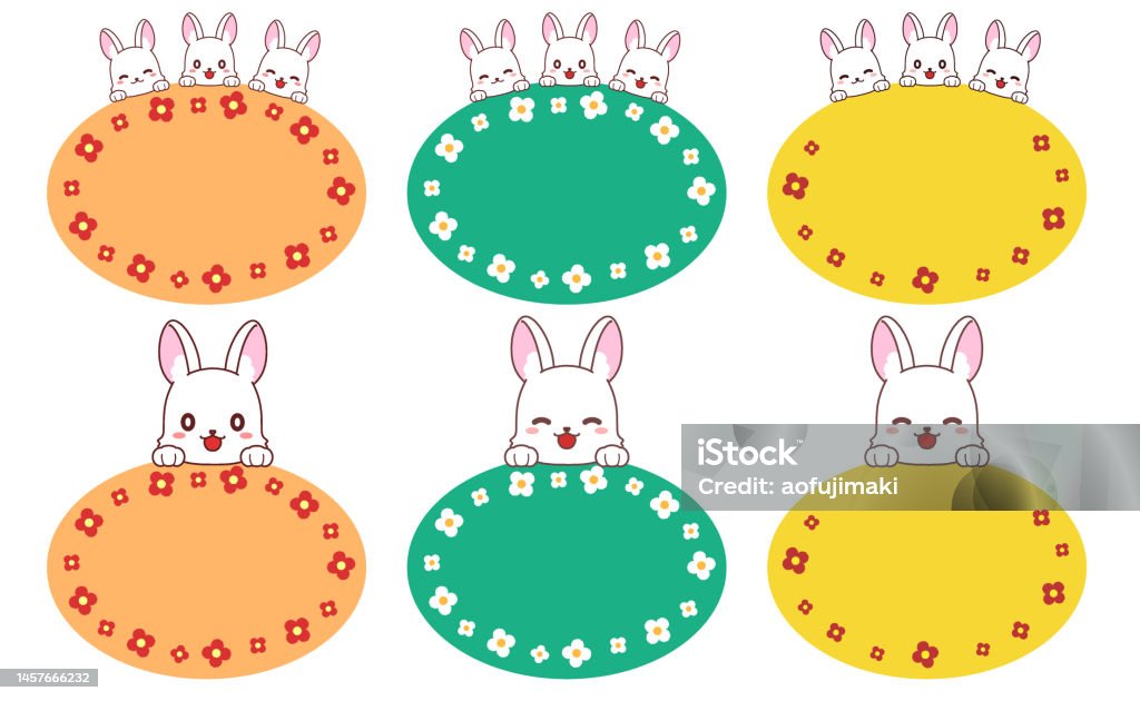Gambar Frame Rabbit Rabbit And Frame Illustration Material Set Stock Illustration ...