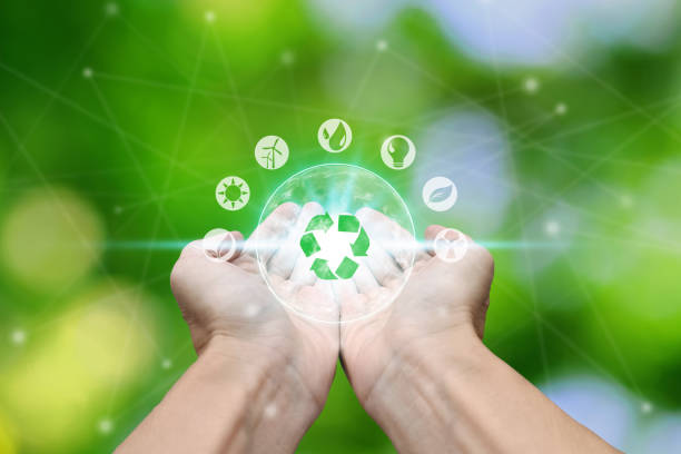 istock Hand holding with environment icons 1457667142