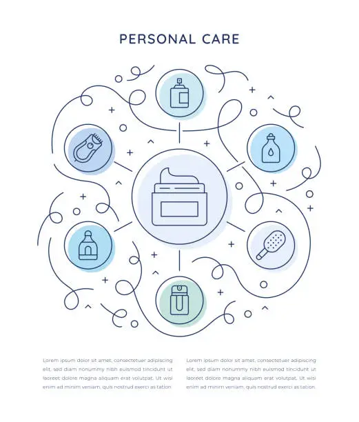 Vector illustration of Personal Care Six Steps Infographic Template