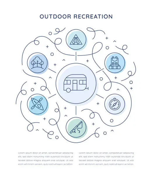 Vector illustration of Outdoor Recreation Six Steps Infographic Template