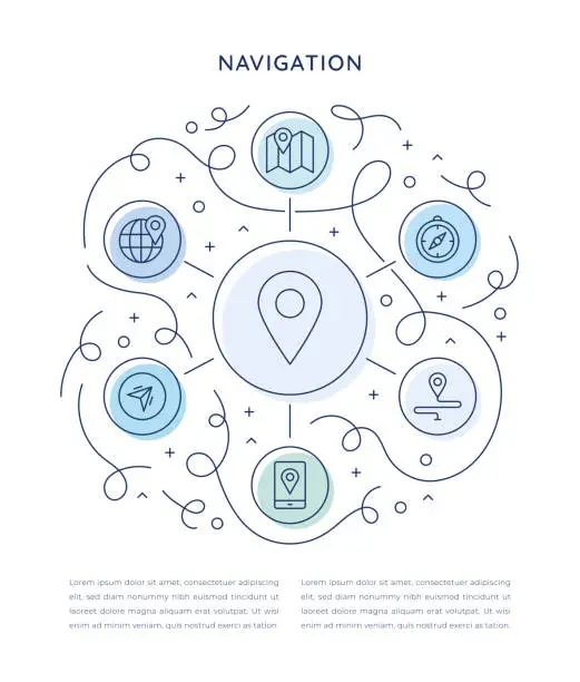 Vector illustration of Navigation Six Steps Infographic Template