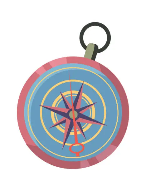 Vector illustration of Hand compass Sea Nautical Element. Vector illustration