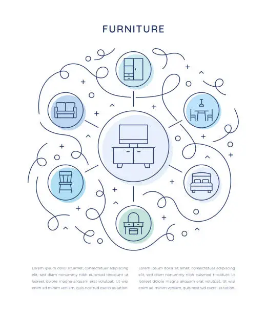 Vector illustration of Furniture Six Steps Infographic Template