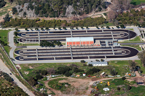 Sewage treatment plant in Sarisu neighbourhood of Konyaalti district of Antalya, Turkey