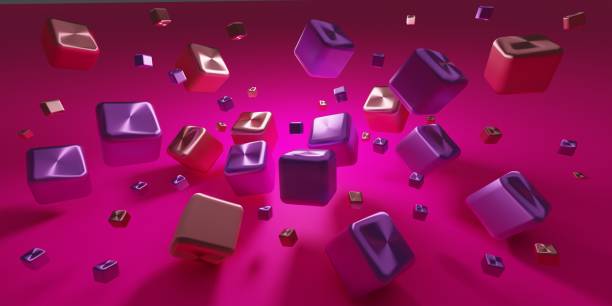 istock Abstract 3D render. Pink and purple cubes. Modern pink background design with geometric shapes. 1457675349
