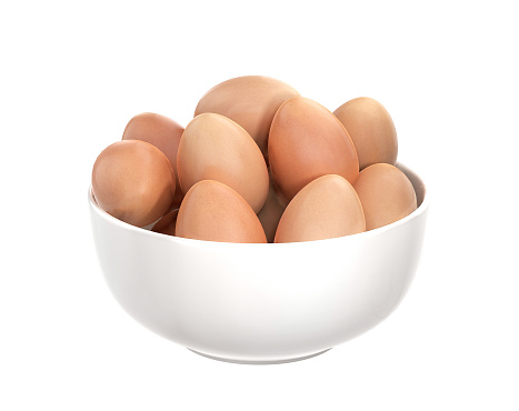 White Ceramic Serving Bowl filled with Eggs- 3D Illustration