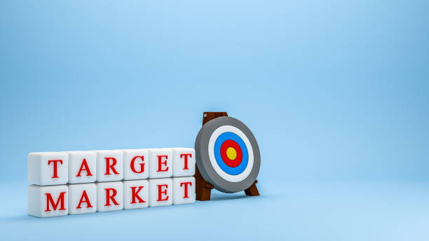 istock Target market with target board and arrow on blue background 3D illustration 1457678260