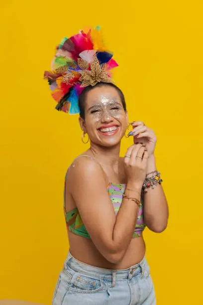 Photo of Woman smiling at Brazilian carnival