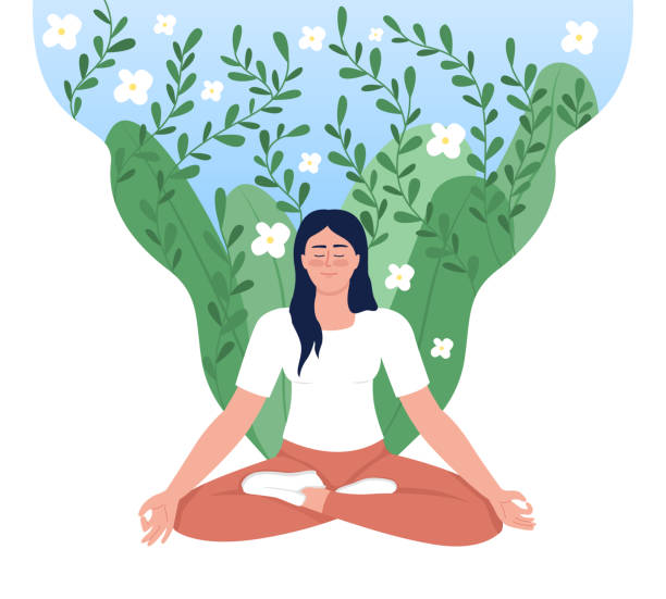 Mind harmony flat concept vector illustration Mind harmony flat concept vector illustration. Woman in lotus position. Editable 2D cartoon characters on white for web design. Mental health care creative idea for website, mobile, presentation balance clipart stock illustrations