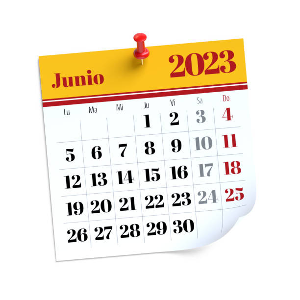 istock June Calendar 2023 in Spanish Language. Isolated on White Background. 3D Illustration 1457684038
