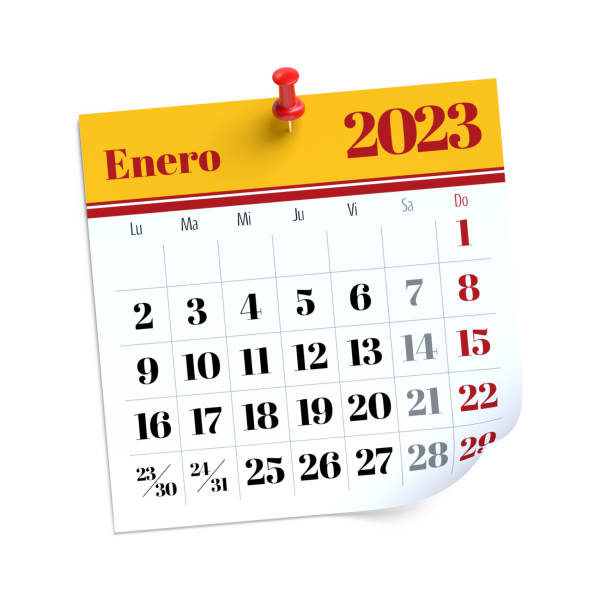 istock January Calendar 2023 in Spanish Language. Isolated on White Background. 3D Illustration 1457684039