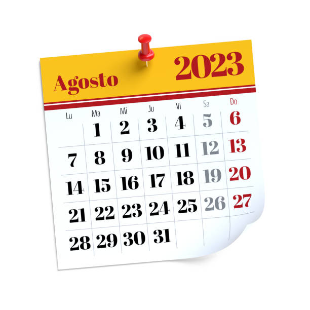 istock August Calendar 2023 in Spanish Language. Isolated on White Background. 3D Illustration 1457684043