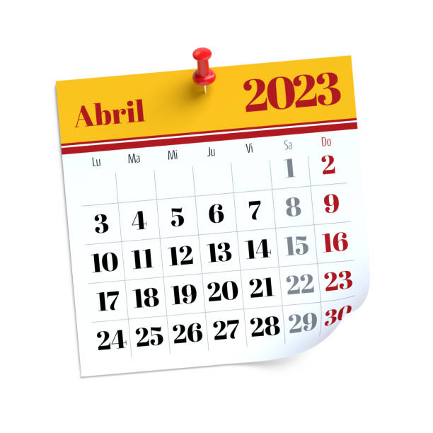 istock April Calendar 2023 in Spanish Language. Isolated on White Background. 3D Illustration 1457684053