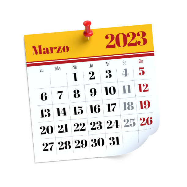 istock March Calendar 2023 in Spanish Language. Isolated on White Background. 3D Illustration 1457684116