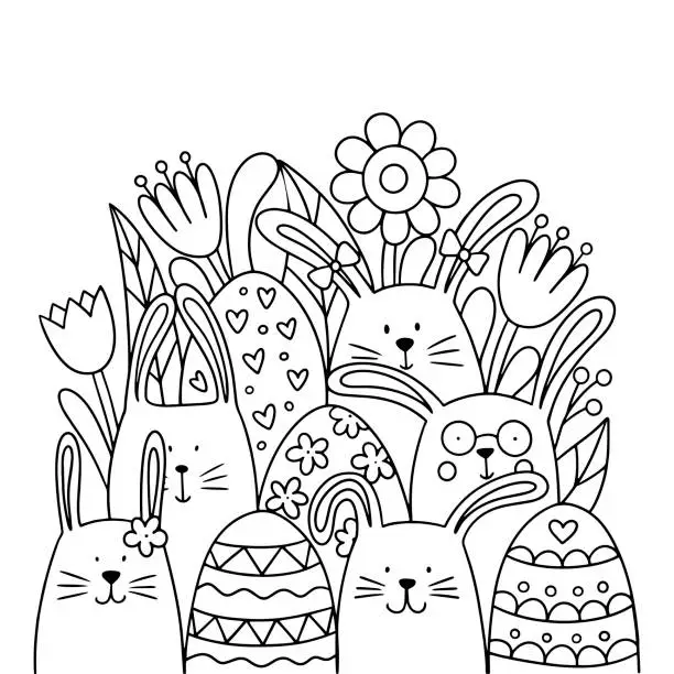 Vector illustration of Easter Coloring.