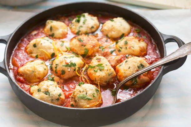 istock Chicken and ricotta meatballs in tomato sauce 1457687579