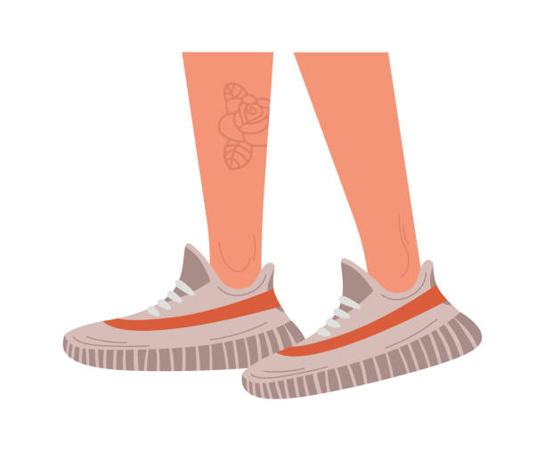 istock Leg in trendy fitness sneakers flat icon 1457689452