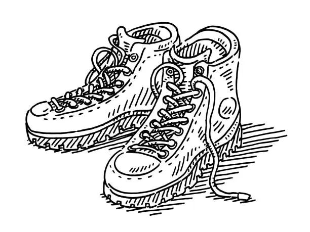 Vector illustration of Hiking Boots Footwear Drawing