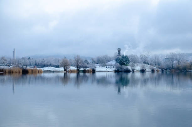 Schwarzenbach Dam in the Black Forest in winter with snow-covered trees