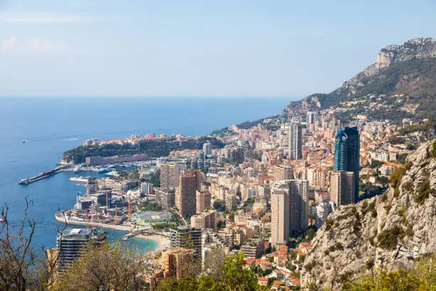 Photo of Monte Carlo - panoramic view of the city. Monaco port and skyline.