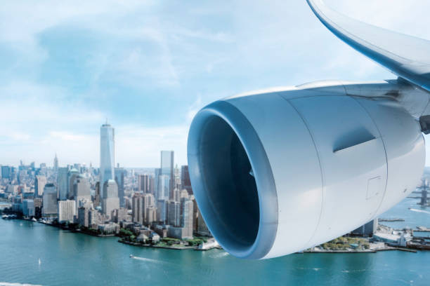 istock looking out to New York from a plane window 1457700304