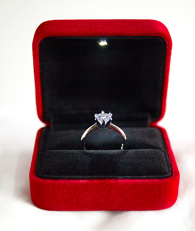 Ring box with diamond ring