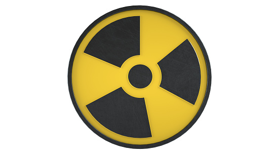 Nuclear pictogram. Isolated on white background. 3D render. Clipping path included.