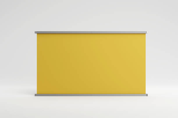 istock Roll up banner, horizontal stand, for exhibition and business presentations. 3d render 1457704385