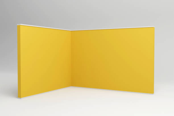 istock Empty exhibition stand hall with white walls. Trading room, presentation conference hall. 3d render 1457704416