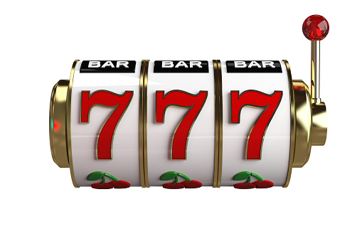 Line of Sevens Slot Machine 3D Rendered Illustration. Casino Graphic Resources