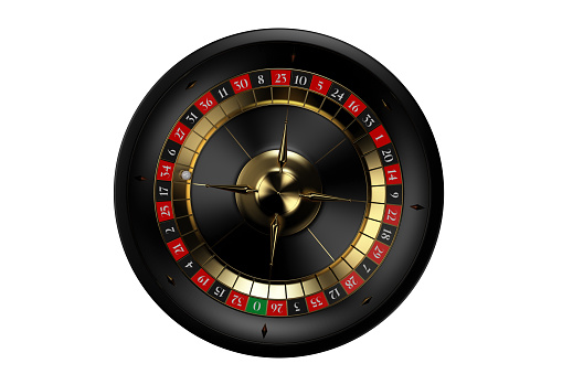 Black Matt Vegas Style Roulette Wheel 3D Illustration. Gambling Graphic ELement.