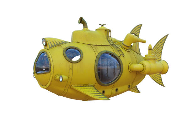 istock Steampunk concept yellow fish shaped submarine. Isolated 3D rendering. 1457708909