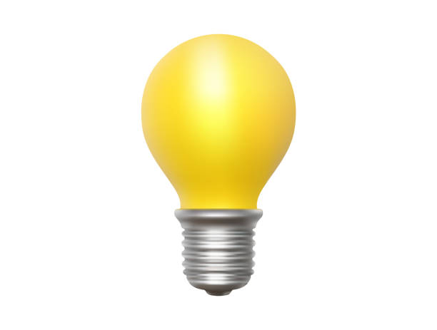 istock Vector business illustration of light bulb on white color background. Realistic 3d design style of shine light bulb 1457713074